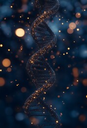 蓝色科技展台上的DNA序列分子模型