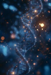 蓝色科技展台上的DNA序列分子模型