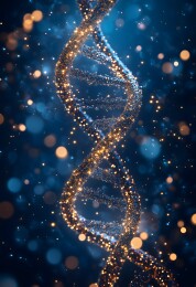 蓝色科技展台上的DNA序列分子模型