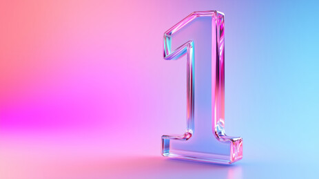3D渐变色透明玻璃数字1