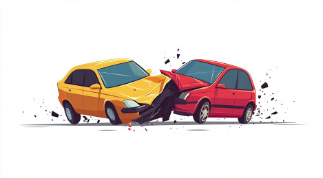 卡通车祸撞车元素插画  