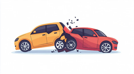 卡通车祸撞车元素插画