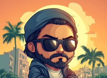 卡通风格中东阿拉伯白衣长袍男人插画