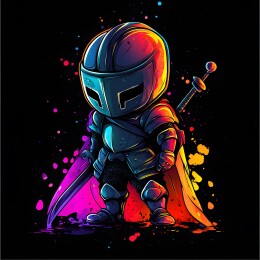 卡通复古黑暗骑士Q版头像印花图案