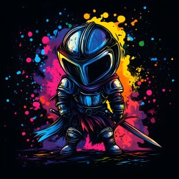 卡通复古黑暗骑士Q版头像印花图案