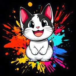 卡通矢量彩色小猫潮流头像插画