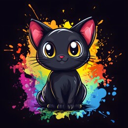 卡通矢量彩色小猫潮流头像插画
