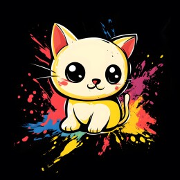 卡通矢量彩色小猫潮流头像插画