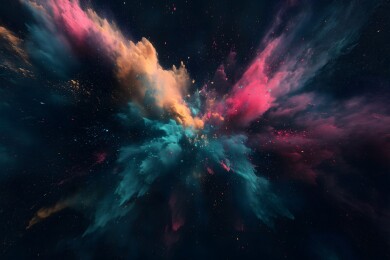 黑色背景下的彩色粉末特写镜头