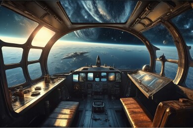 行星景观航天器驾驶舱