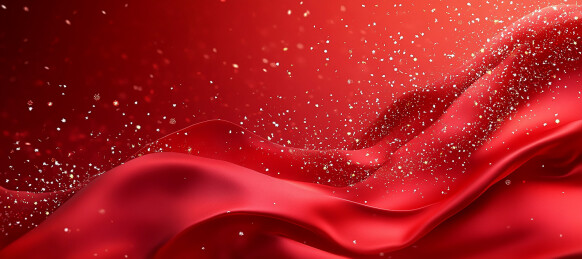 庆典庆祝红绸烟花绽放背景插画