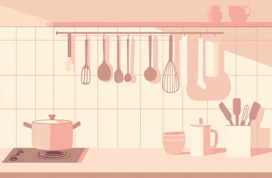 桌上厨房用具的高角度视图