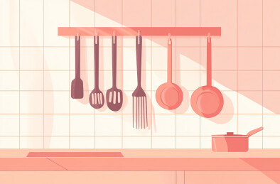 桌上厨房用具的高角度视图