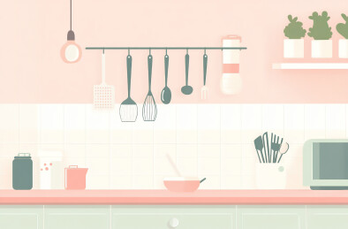 桌上厨房用具的高角度视图