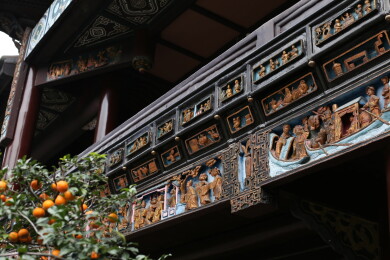 自贡盐业历史博物馆清代建筑栏杆上的浮雕