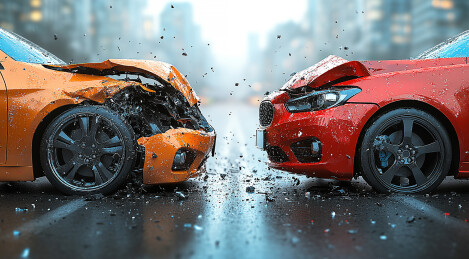 道路上发生的车祸车辆相撞 