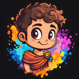 卡通绘本风格古希腊罗马的勇士头像插画