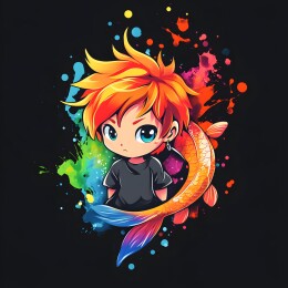 卡通日本武士忍着装备人物形象Q版插画