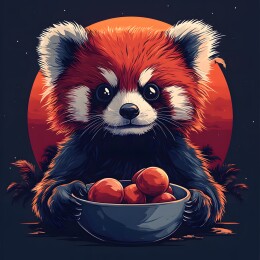 卡通毛茸茸的小浣熊拟人吉祥物形象插画