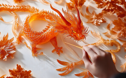 使用糖创作的立体画 