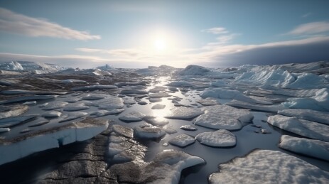 北极破碎融化的冰山浮冰