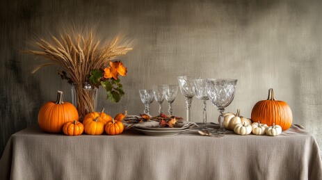 秋冬木制极简餐具摆设