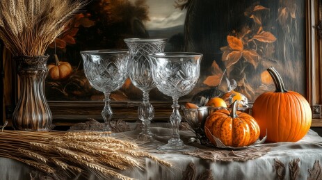 秋冬木制极简餐具摆设