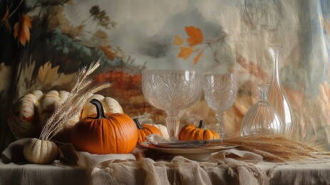 秋冬木制极简餐具摆设