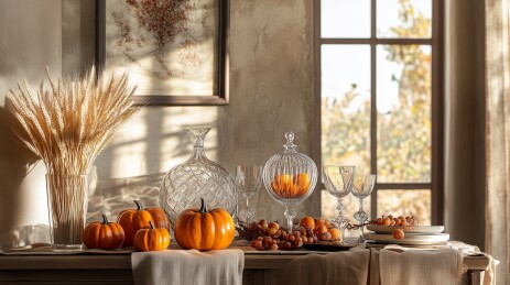 秋冬木制极简餐具摆设