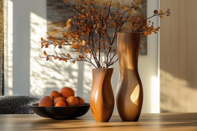 秋冬木制极简餐具摆设