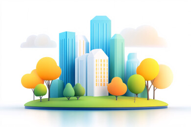 3D房地产建筑的商业插画