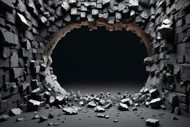 带洞的摇摇欲坠的墙主题