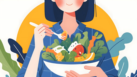 吃减肥餐的女孩