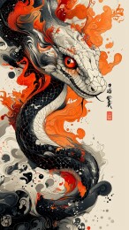 神秘的蛇在奇幻的环境中凝视