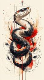 神秘的蛇在奇幻的环境中凝视