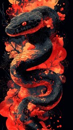 神秘的蛇在奇幻的环境中凝视
