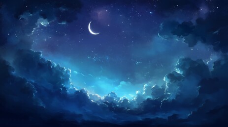 月光下的梦幻夜空：星云交织的神秘画卷