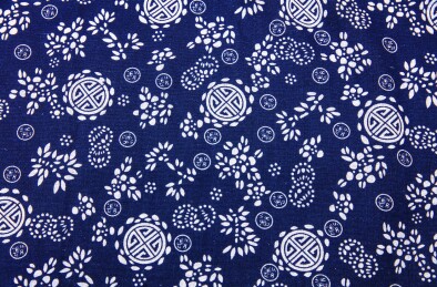 青花瓷棉麻印花布