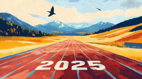 印有2025的操场跑道