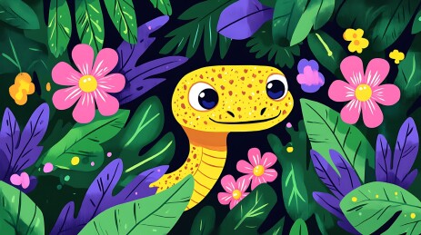 丛林的蛇新年蛇年插画