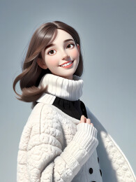 3D渲染的广告美女模特