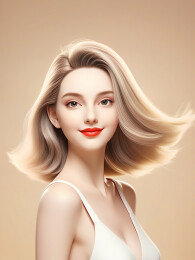 3D渲染的广告美女模特