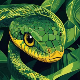 蛇年主题灵动缠绕的蛇壁纸插画艺术