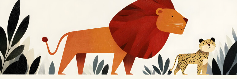 狮子手绘绘本插画