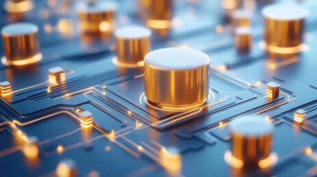 金属按钮与电路板的科技设备