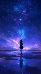 女孩仰望星空唯美壁纸