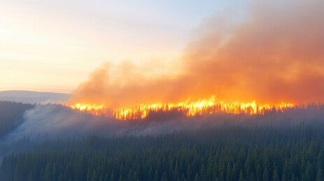 森林大火中的熊熊火焰