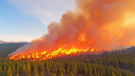森林大火中的熊熊火焰