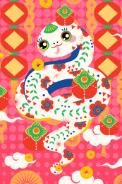 矢量蛇年数字图形生肖蛇插画