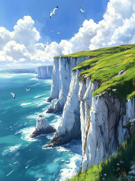 海岸风光与海鸥